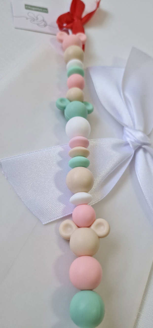 Lanț suzetă handmade pastel ChupeteLuv, silicon alimentar, personalizat, bebeluși 0+