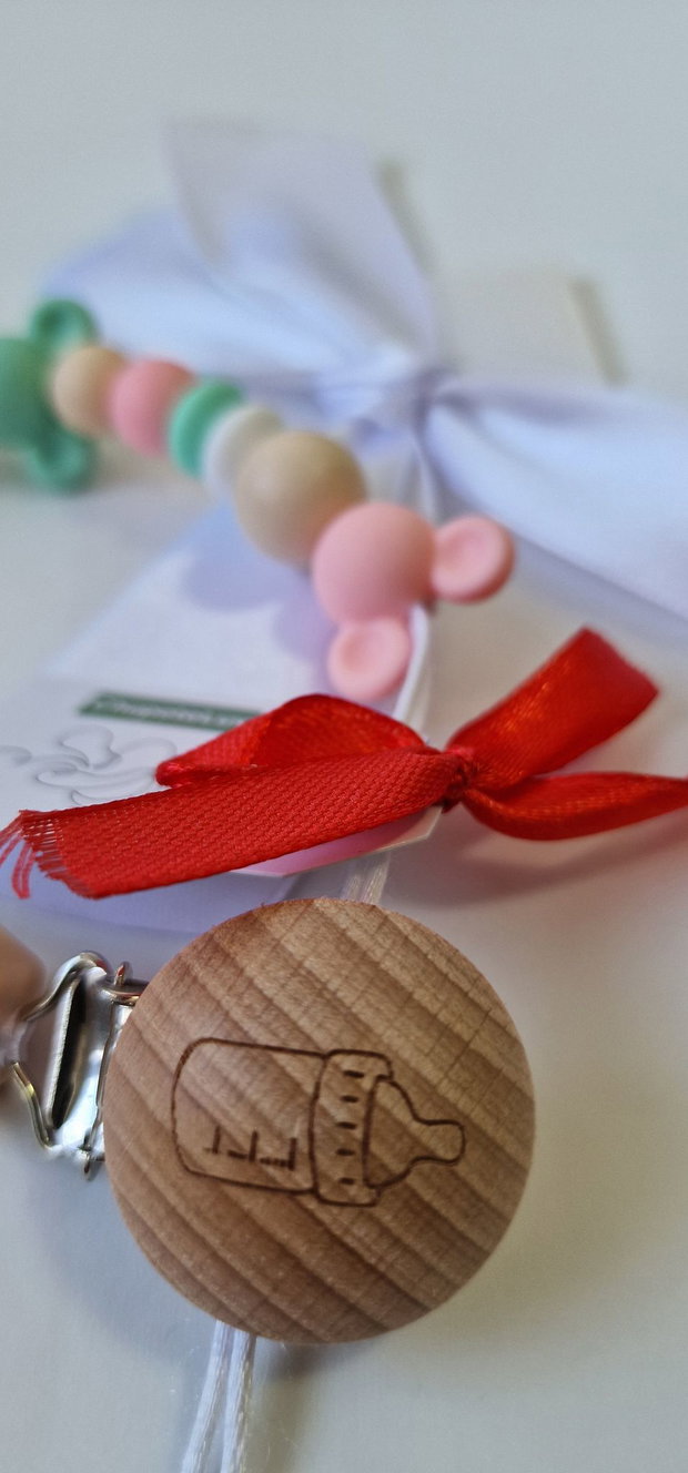 Lanț suzetă handmade pastel ChupeteLuv, silicon alimentar, personalizat, bebeluși 0+