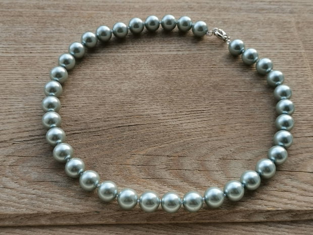 Colier perle sea shell gri