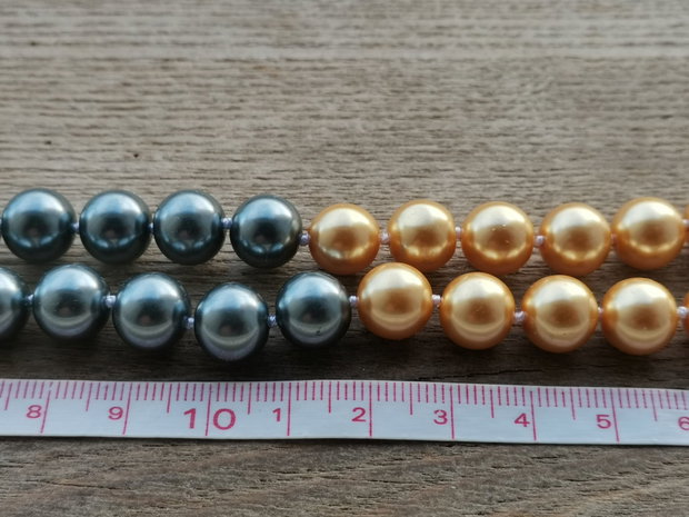 Colier perle sea shell gri-auriu