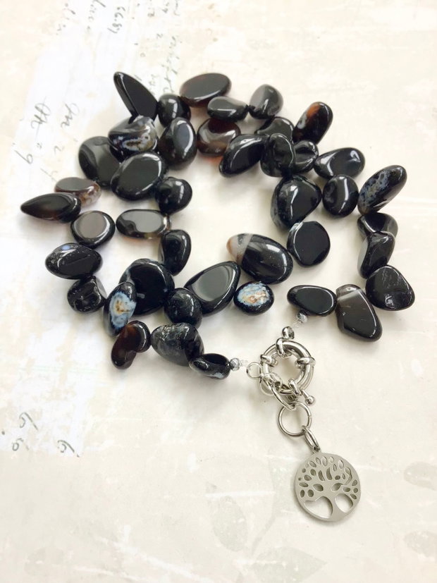 Colier agate negre / onix negru