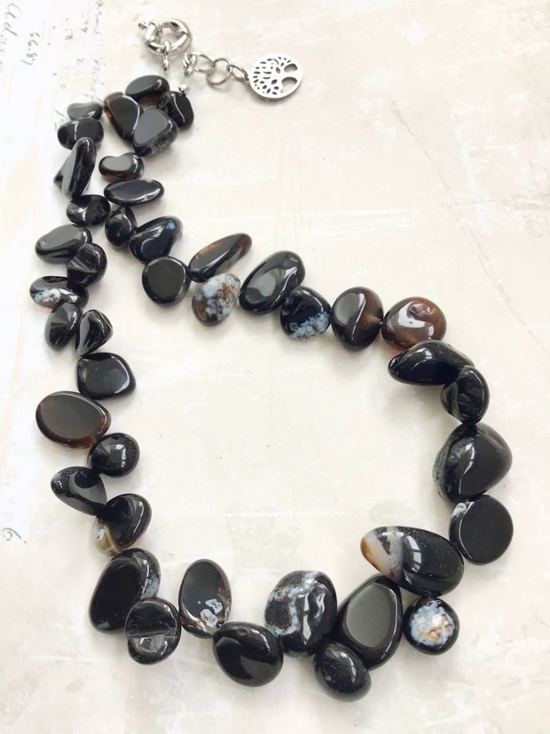 Colier agate negre / onix negru