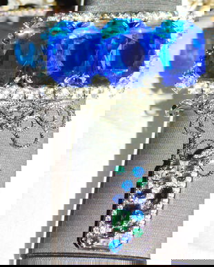 Pandant deosebit , nou ,  zirconii tricolore , brosa noua , masiva , cristale