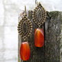 Cercei vintage din Carneol și accesorii bronz
