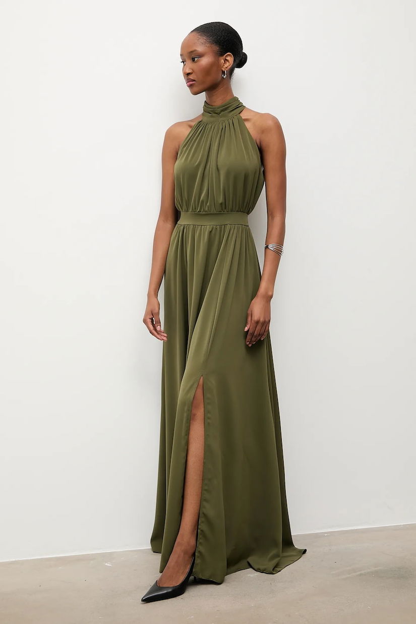 Answear.LAB rochie culoarea verde, maxi, evazati