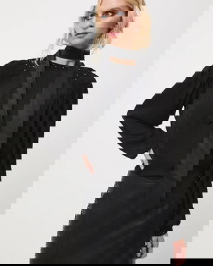 Medicine bluza culoarea negru, neted