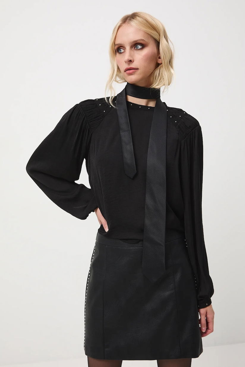 Medicine bluza culoarea negru, neted