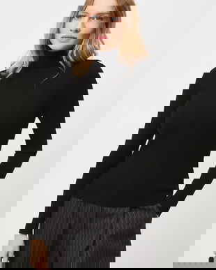 Medicine pulover culoarea negru, light, cu guler