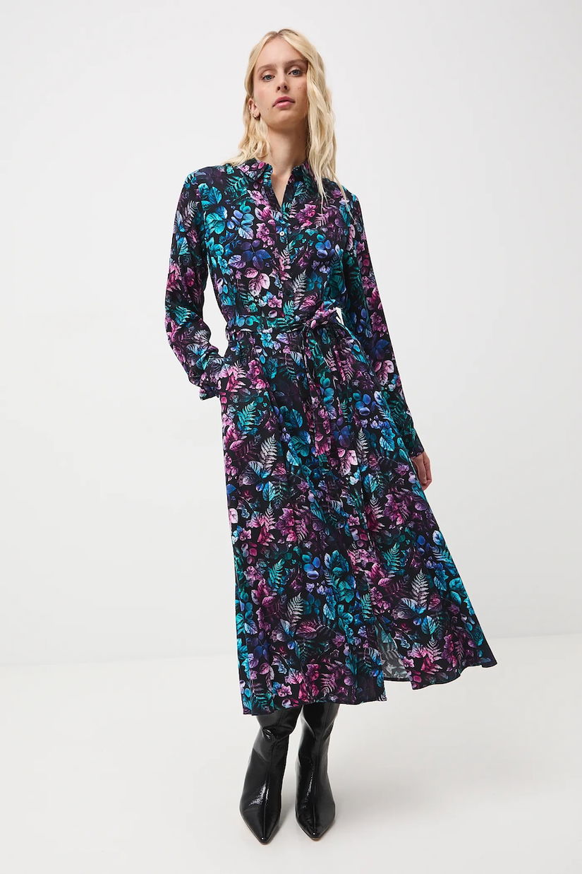 Medicine rochie culoarea negru, midi, evazati