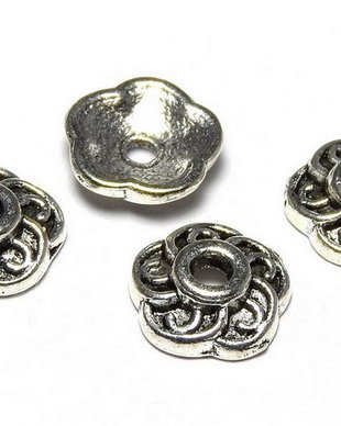 Capacel metalic, argintiu antichizat, 9x3 mm