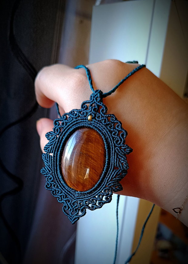 Colier talisman cu Pandantiv Cristal Ochi De Tigru