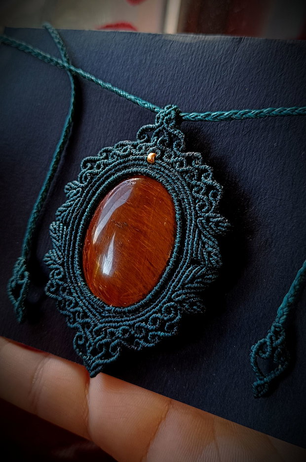 Colier talisman cu Pandantiv Cristal Ochi De Tigru
