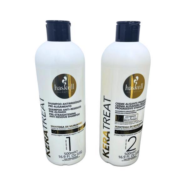 Kit Indreptare Progresiva  a parului Keratreat (Sampon Si Crema Indreptare), Haskell, 500ml + 500ml