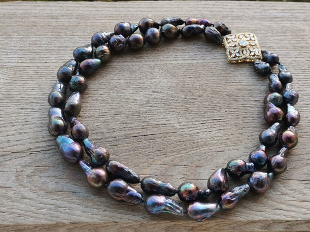 Colier perle black Edison
