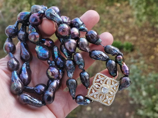 Colier perle black Edison