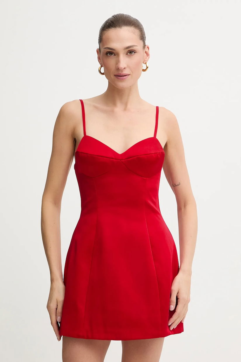 Bardot rochie culoarea alb, mini, drept, 59817DB