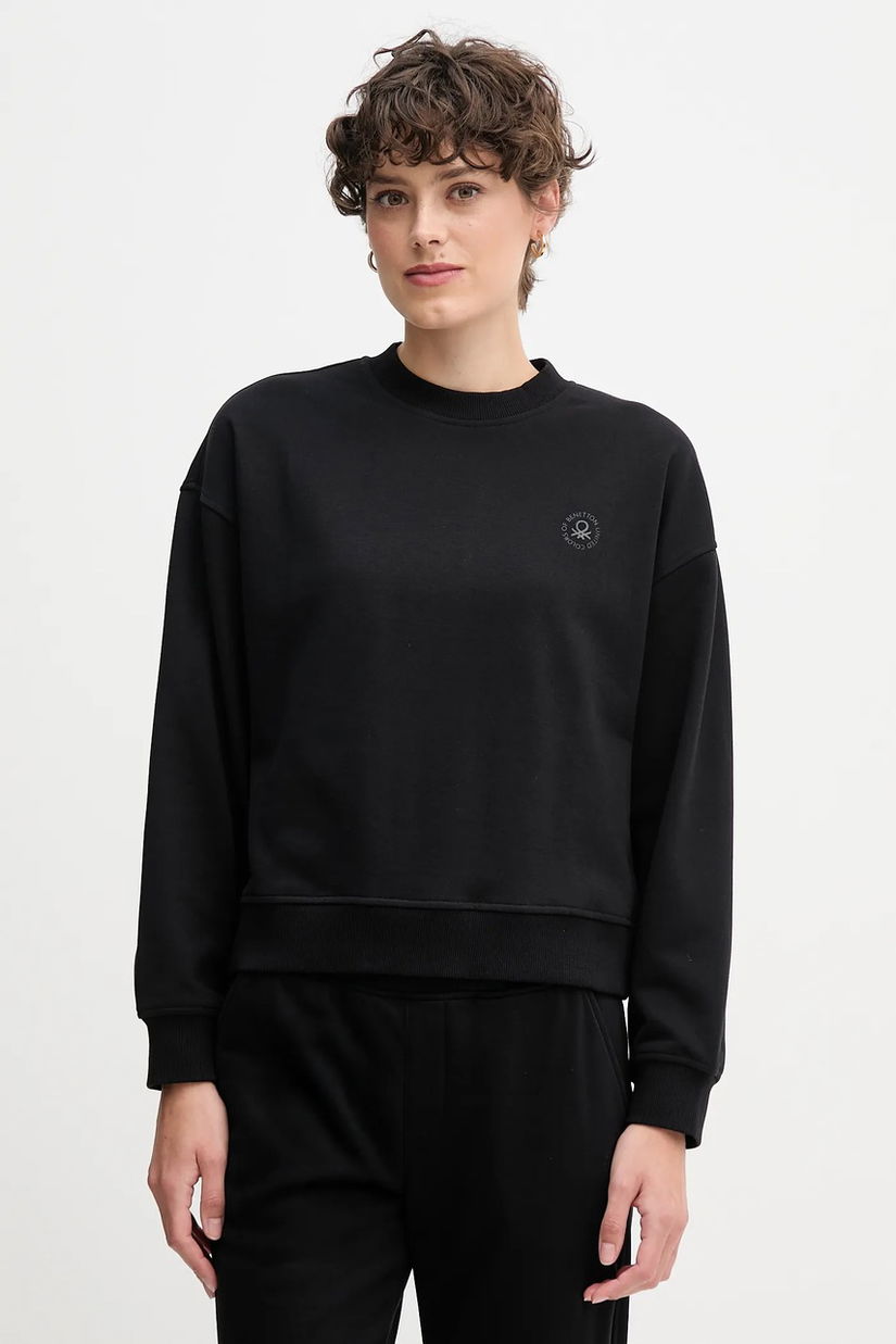 United Colors of Benetton bluză culoarea negru, cu imprimeu, 3WNW3M07T