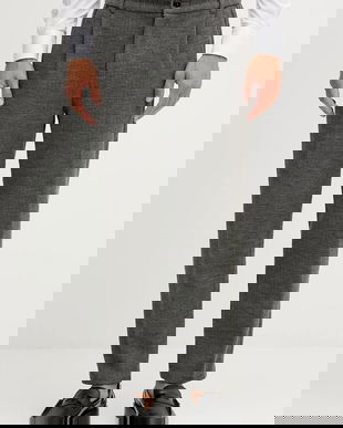 Mos Mosh pantaloni cu lână BALDO pantaloni gri drepti pentru bărbați 509010