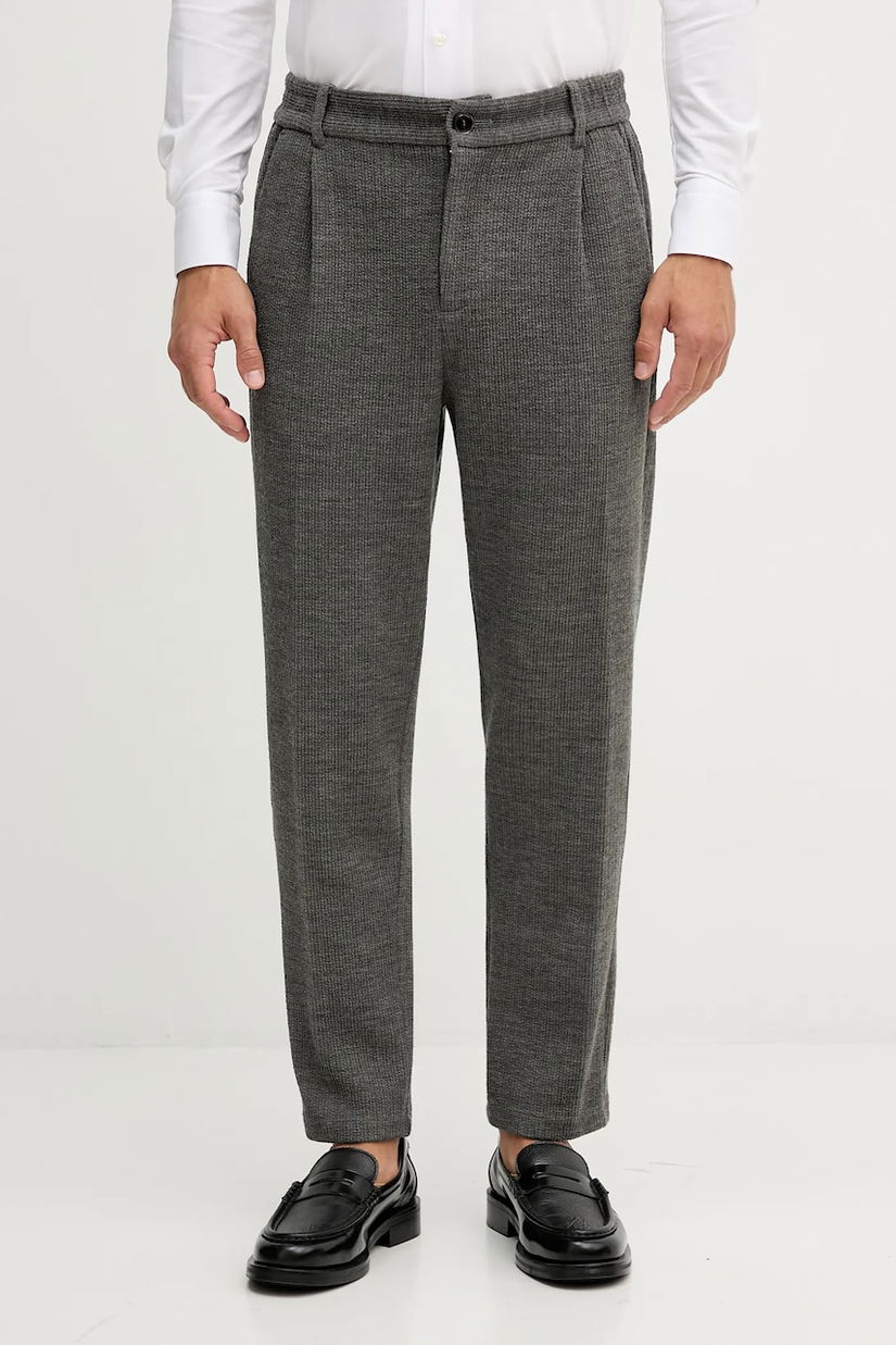 Mos Mosh pantaloni cu lână BALDO pantaloni gri drepti pentru bărbați 509010