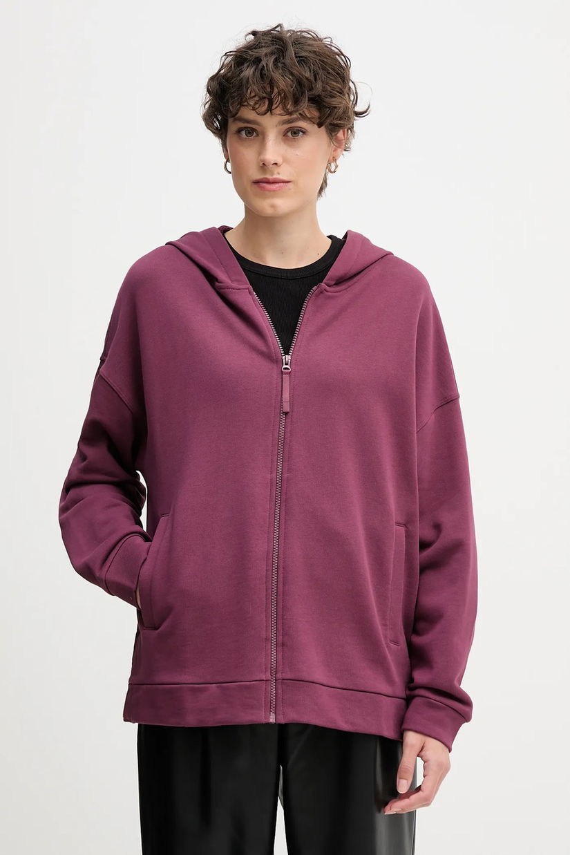 United Colors of Benetton hanorac de bumbac culoarea roz, cu glugă, uni, 3UNID500R