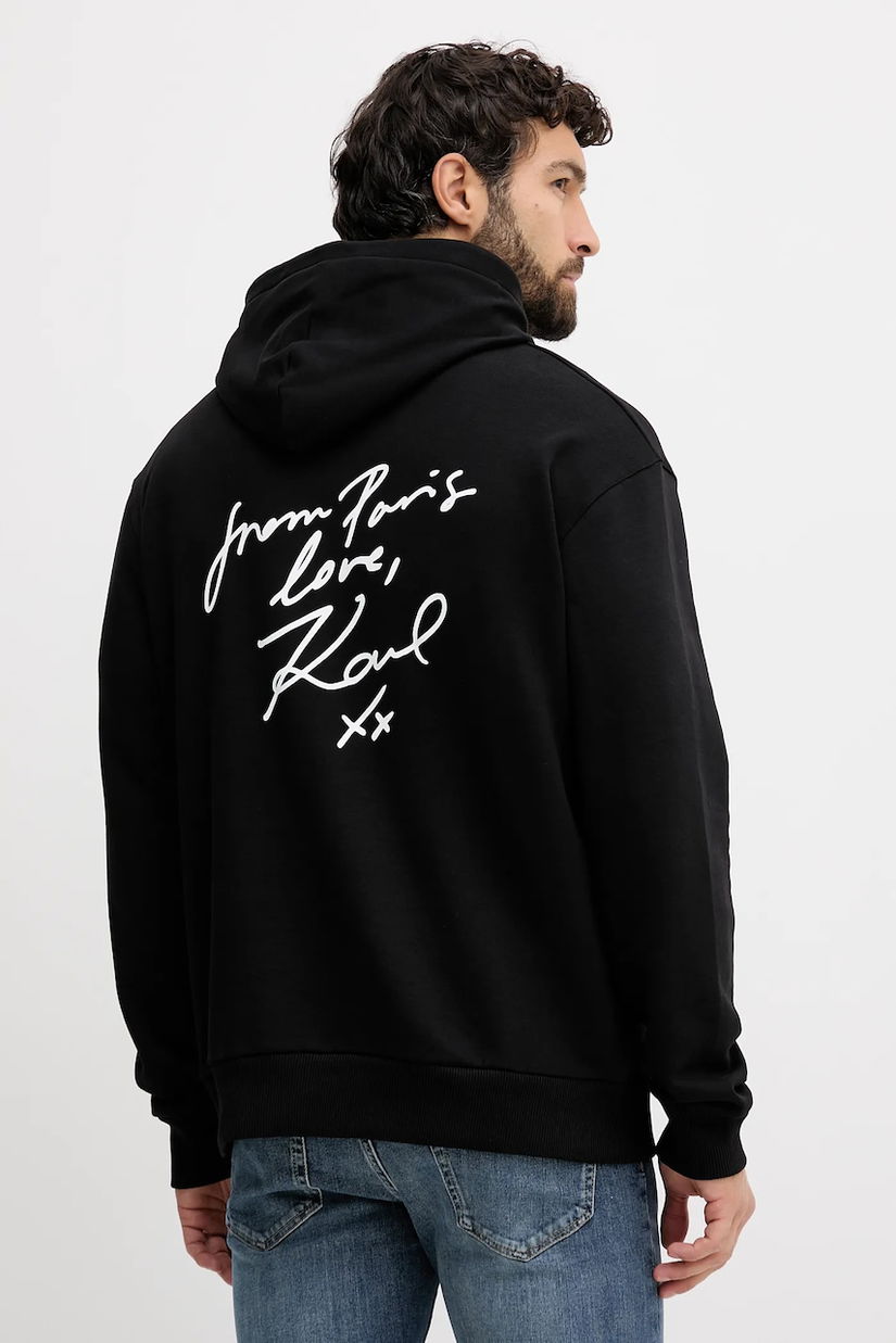 Karl Lagerfeld hanorac de bumbac Karl Lagerfeld x Paris Hilton culoarea negru, cu glugă, cu imprimeu, 554917.705420