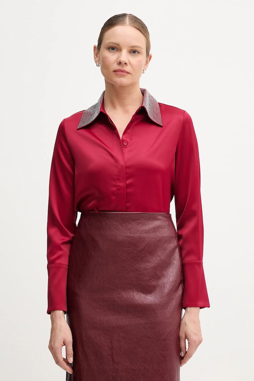 Joseph Ribkoff cămașă culoarea bordo, cu guler clasic, regular, 254926