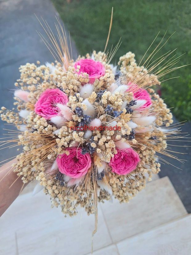 Buchet mireasa lavanda și spice de grau