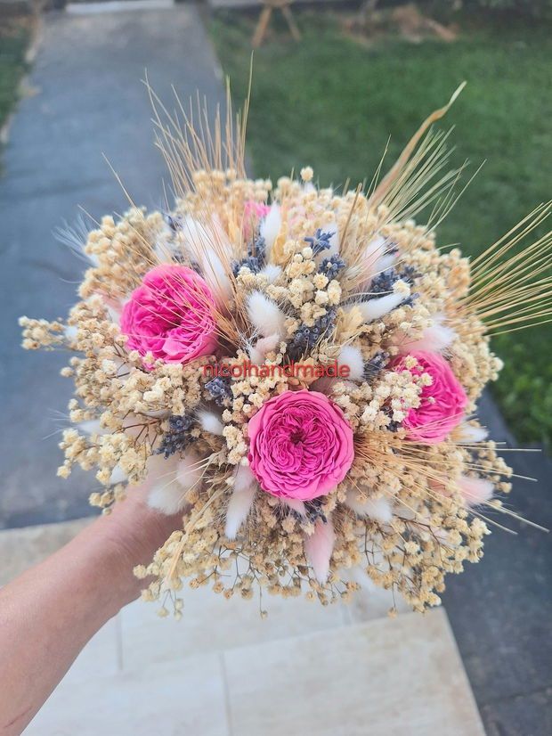 Buchet mireasa lavanda și spice de grau
