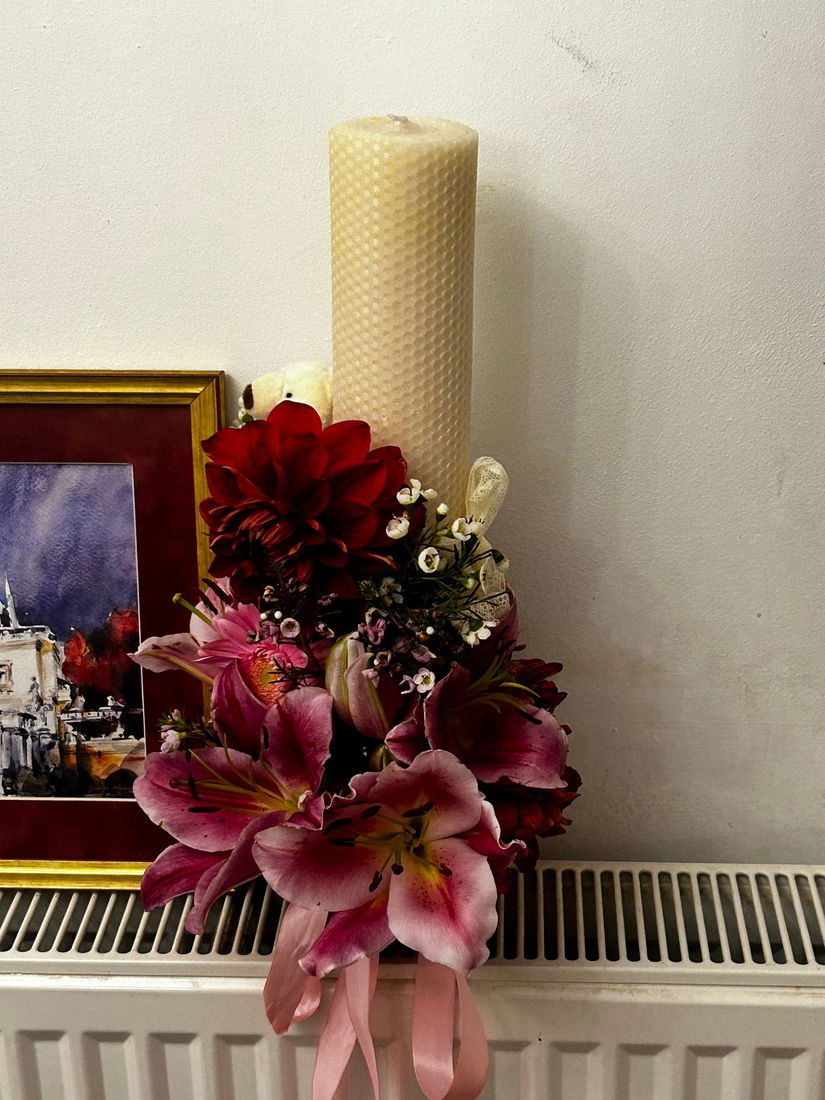 Lumanare de botez flori naturale