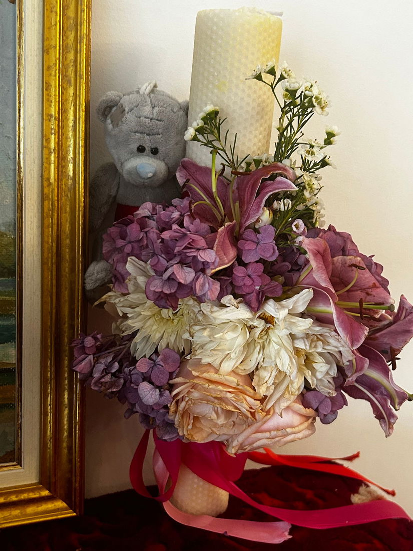 Lumanare de botez flori naturale