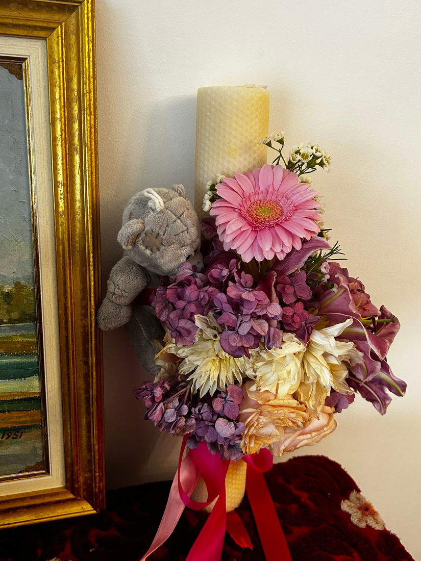 Lumanare de botez flori naturale