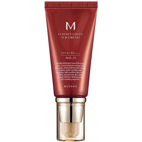Crema BB cu Protectie Ridicata - Missha BB Cream M Perfect Cover SPF42/PA+++, nuanta 21/Bej Deschis, 50 ml