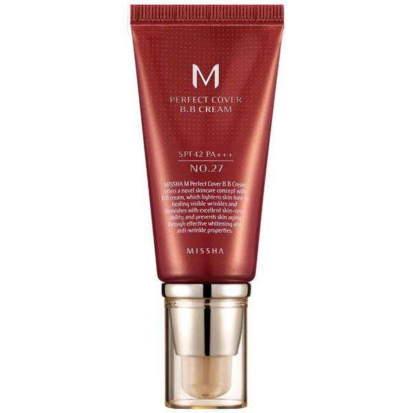 Crema BB cu Protectie Ridicata - Missha BB Cream M Perfect Cover SPF42/PA+++, nuanta 27/Bej Miere, 50 ml