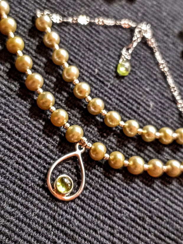 Set argint perle naturale de cultura peridot charm colier bratara cercei lant argint minimalist boho chic trendy