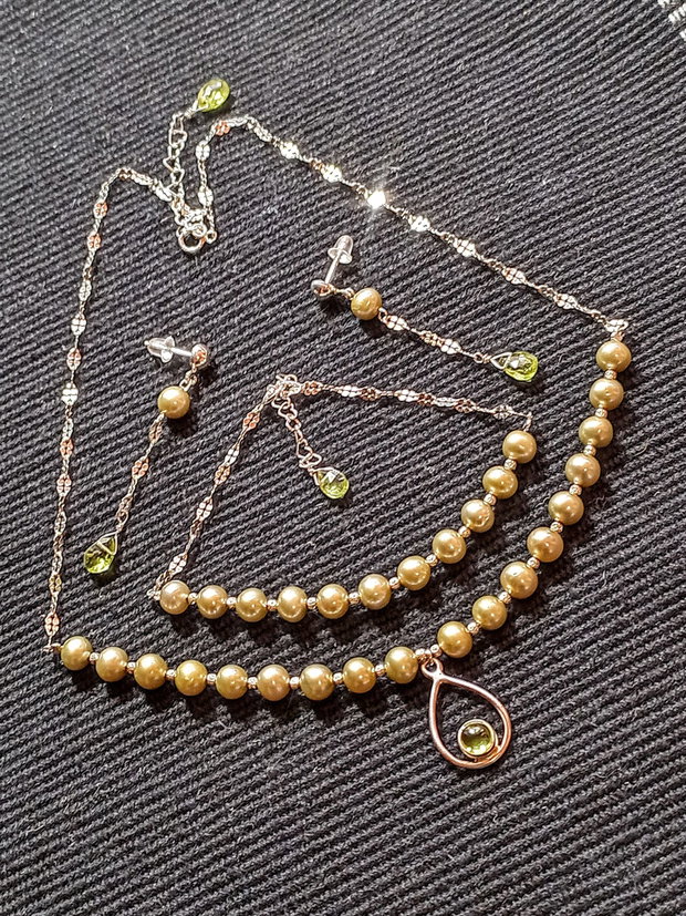 Set argint perle naturale de cultura peridot charm colier bratara cercei lant argint minimalist boho chic trendy