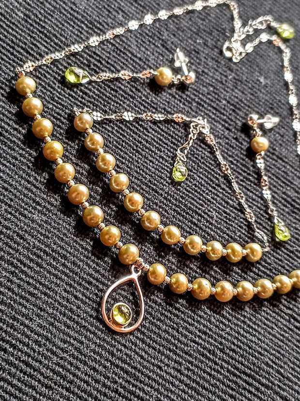 Set argint perle naturale de cultura peridot charm colier bratara cercei lant argint minimalist boho chic trendy