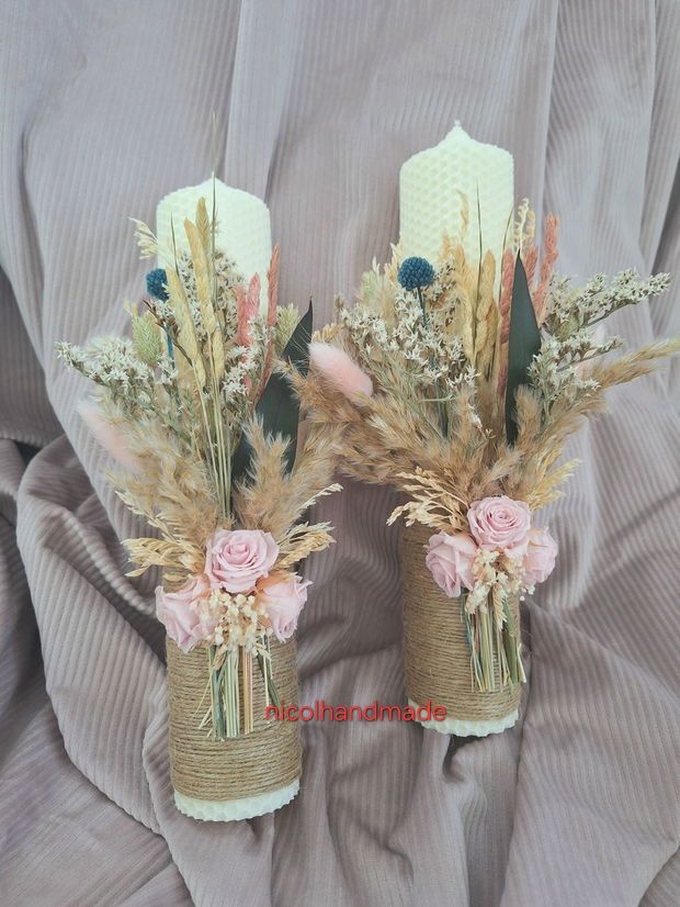 Lumânări nunta vintage / Lumanari nunta pampas