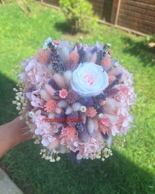 Buchet mireasa trandafir criogenat / Buchet nașa flori uscate