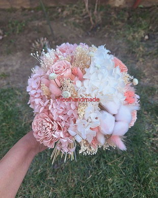 Buchet mireasa roz / Buchet mireasa flori uscate / Buchet mireasa flori criogenate