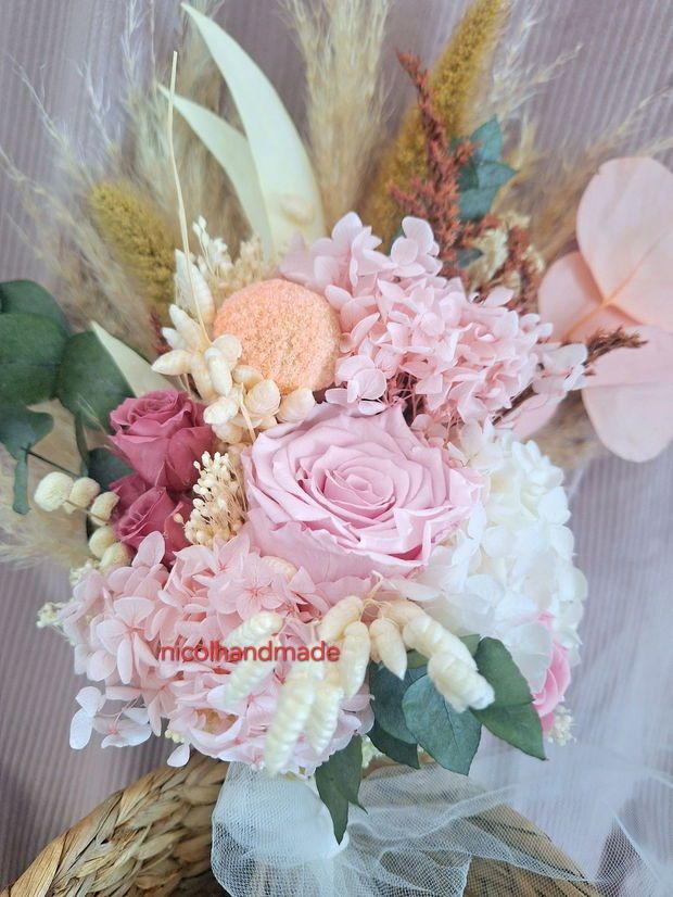 Buchet mireasa trandafiri roz