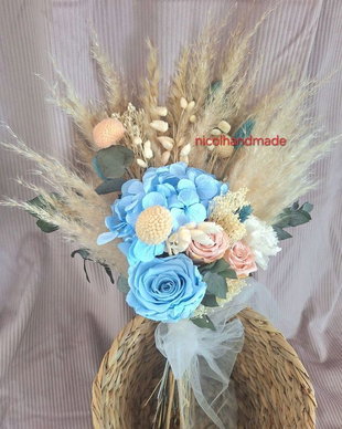 Buchet mireasa trandafiri albastri