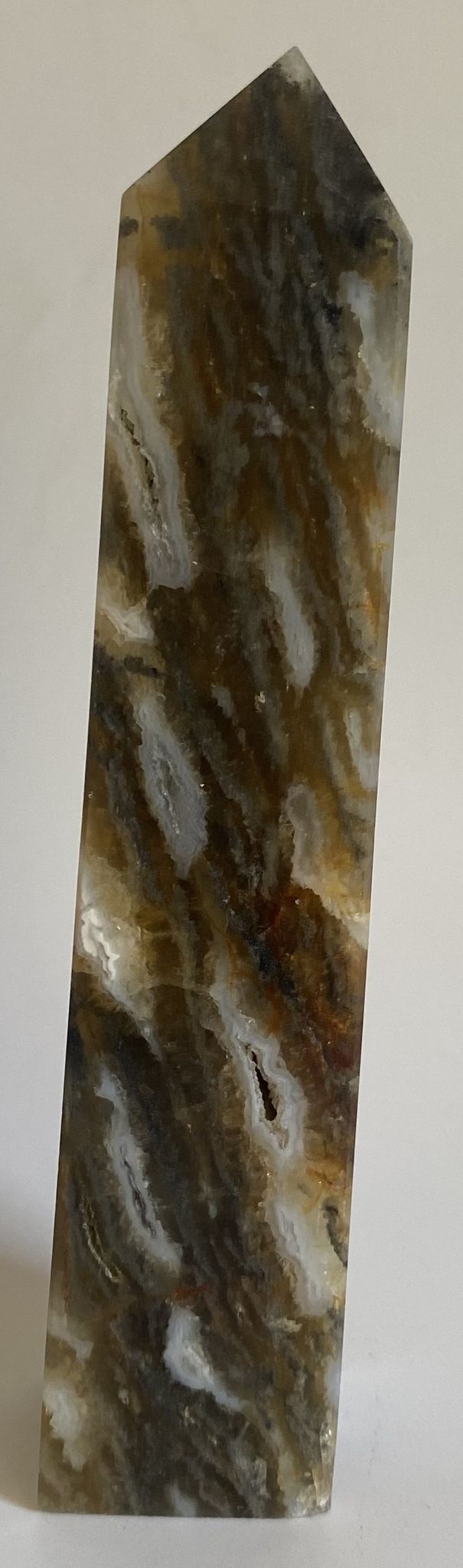 Fluorit-Agat - Obelisc piatra semipretioasa