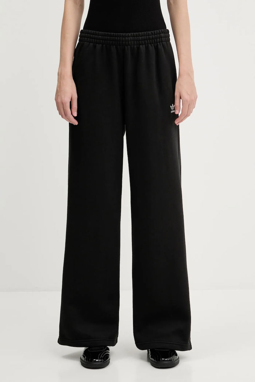 adidas Originals pantaloni de trening Essentials Wide Leg Fleece culoarea negru, uni, JX5251