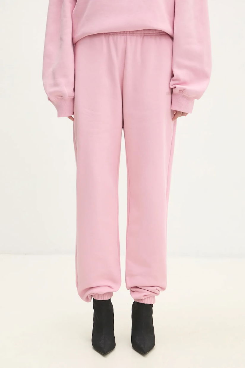 Rotate pantaloni de trening din bumbac culoarea roz, neted, 1134301986