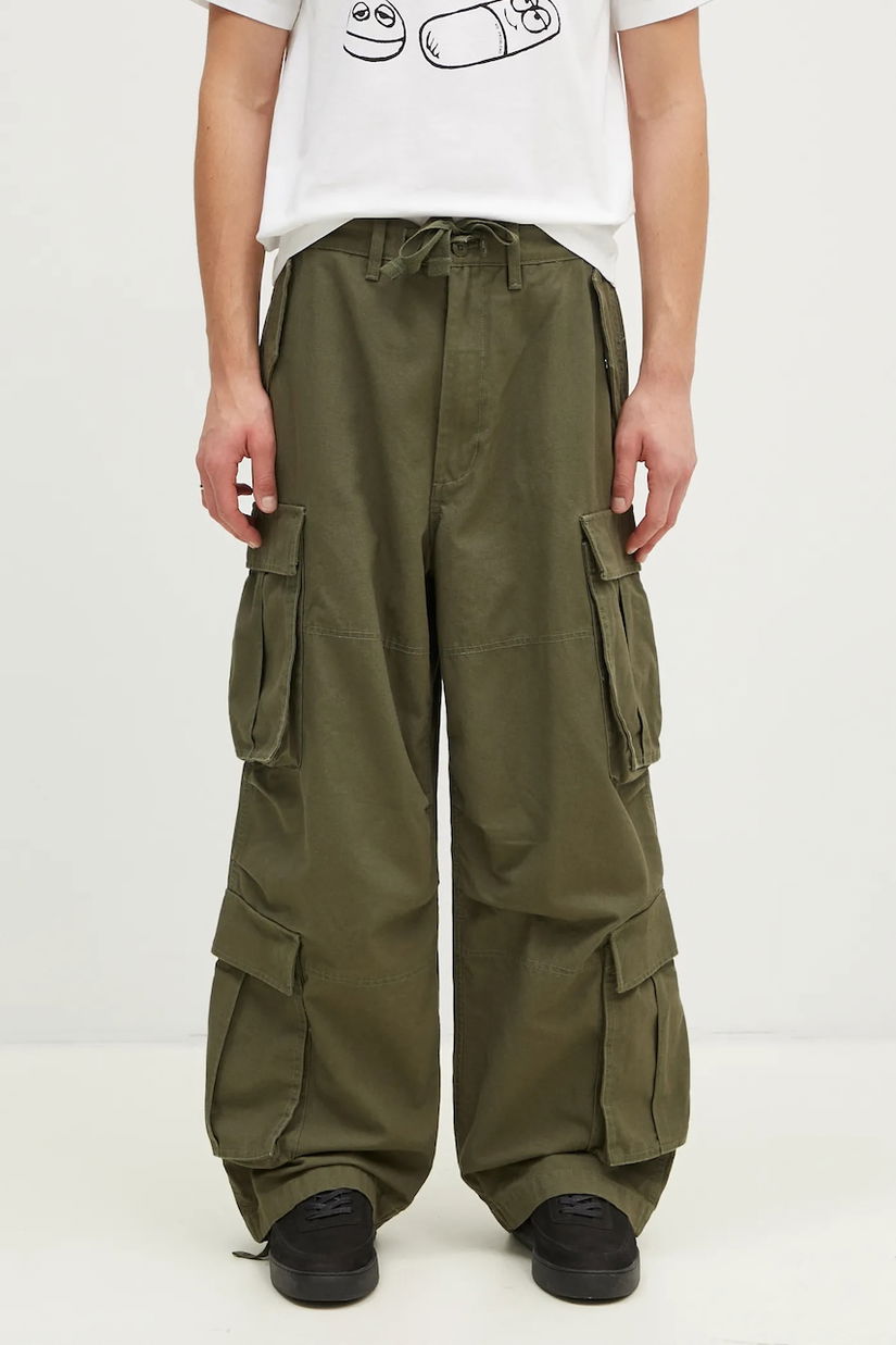 Vans pantaloni de bumbac Premium Classics LX Baggy Cargo Pant culoarea verde, cu fason cargo, VN000HMYKCZ1