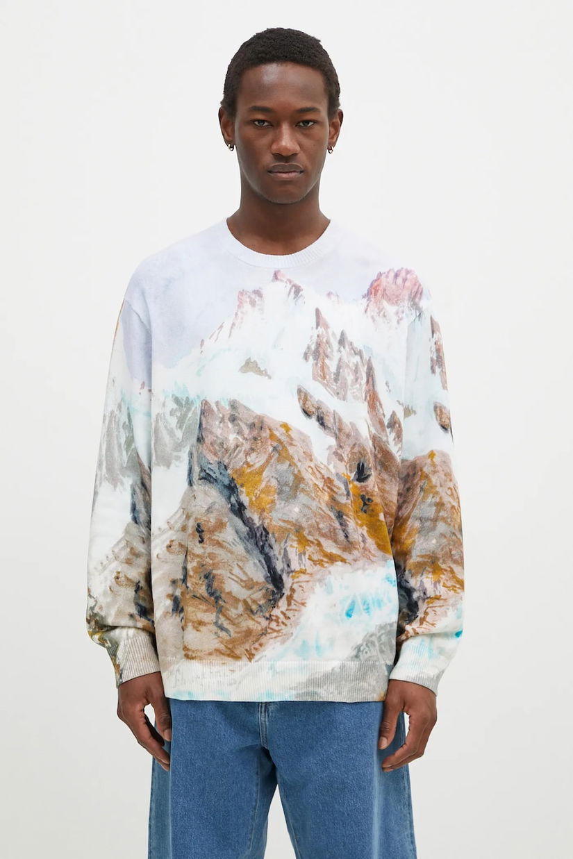 Vans pulover de bumbac Premium Classics LX Printed Knit Sweater light, VN000HMFWHT1