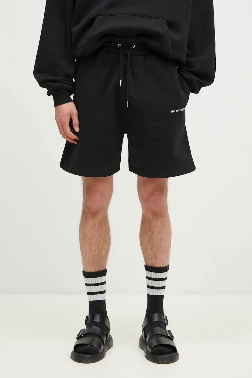MKI MIYUKI ZOKU pantaloni scurți Uniform Shorts bărbați, culoarea negru, melanj, UNIFORM.SHORTS