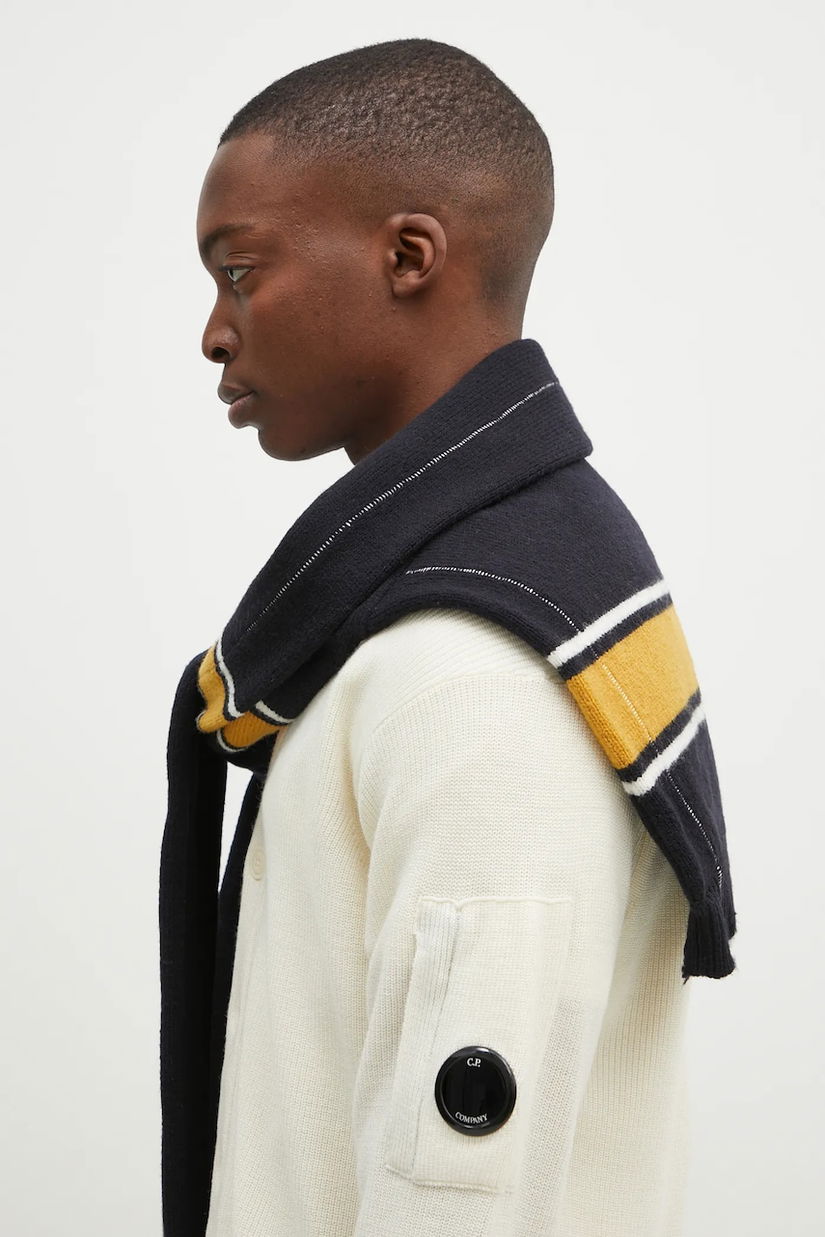 AMBUSH esarfa de lana Knit Sweater Scarf culoarea albastru marin, modelator, BMMA002F24KNI0011010