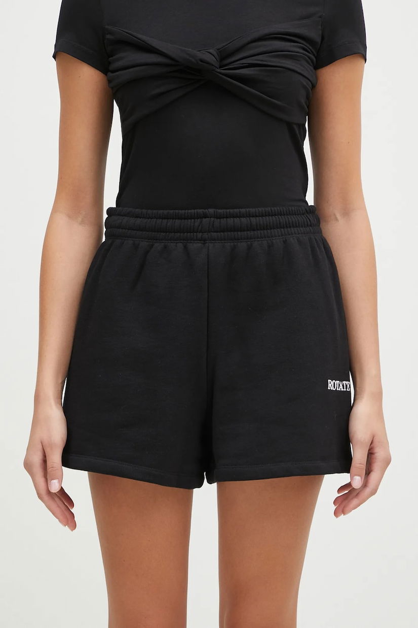 Rotate pantaloni scurti din bumbac High Waist culoarea negru, uni, high waist, 112455100