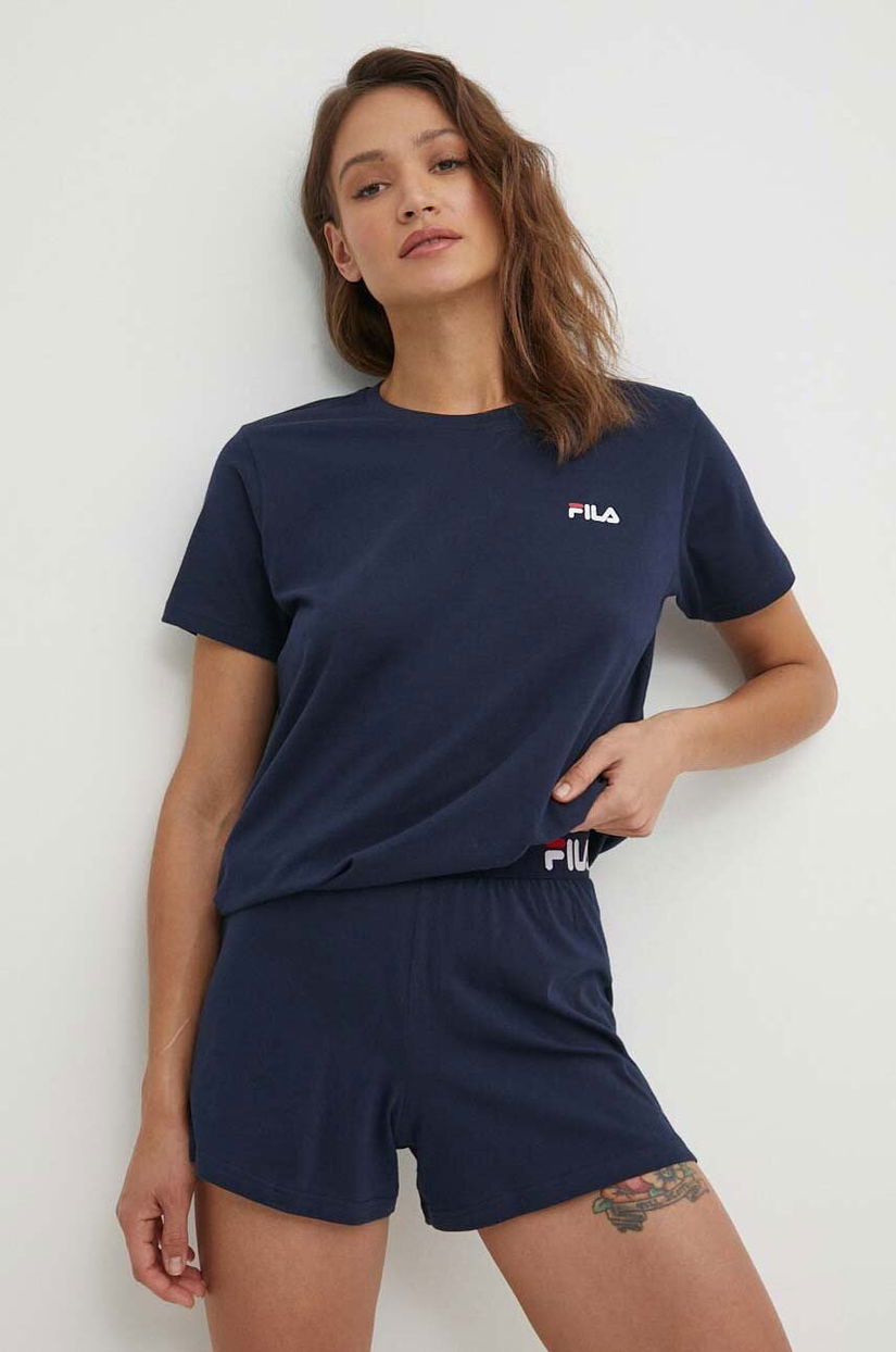 Fila set de pijama de bumbac culoarea albastru marin, bumbac, FPS4180